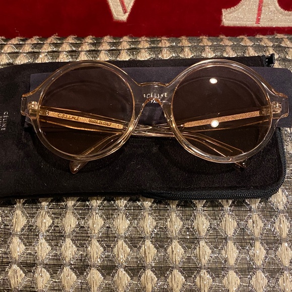 Celine Made in Italy Oversized Round Pink On Pink Sunglasses Gold Logo Inset - Picture 11 of 16